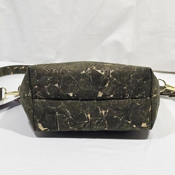 Nautipup Midge Glam Handbag Green And Gold Metallic Flake Cork From Portugal - Picture 4 of 11